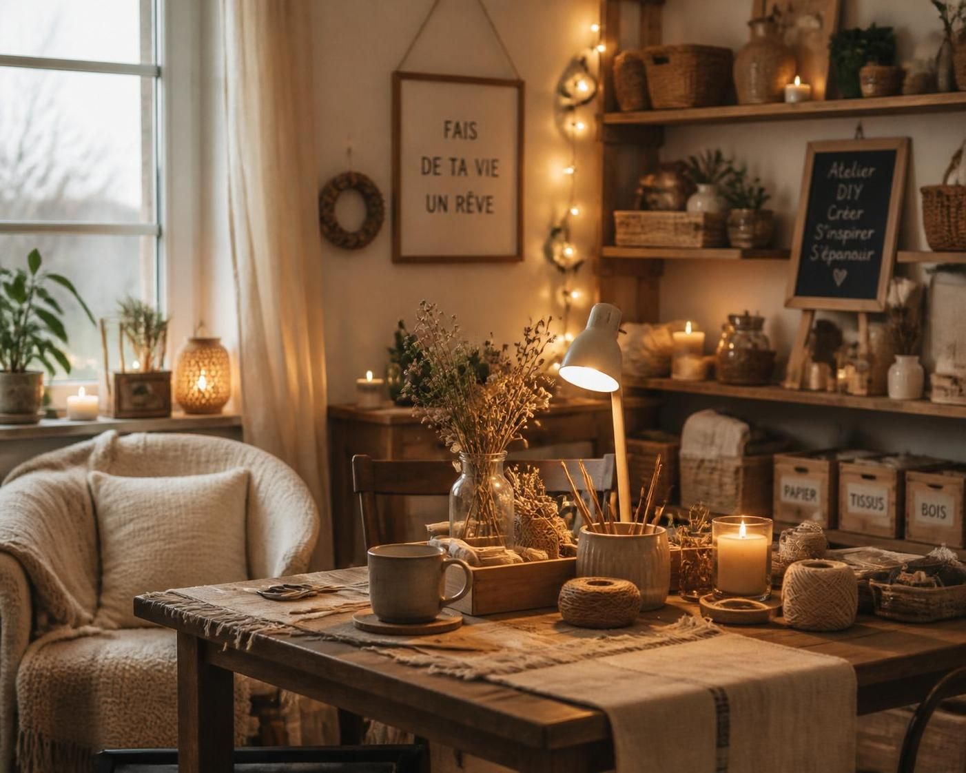 participate in our DIY workshop on hygge-a-la-maison.fr to learn how to create a warm and soothing cozy atmosphere at home.