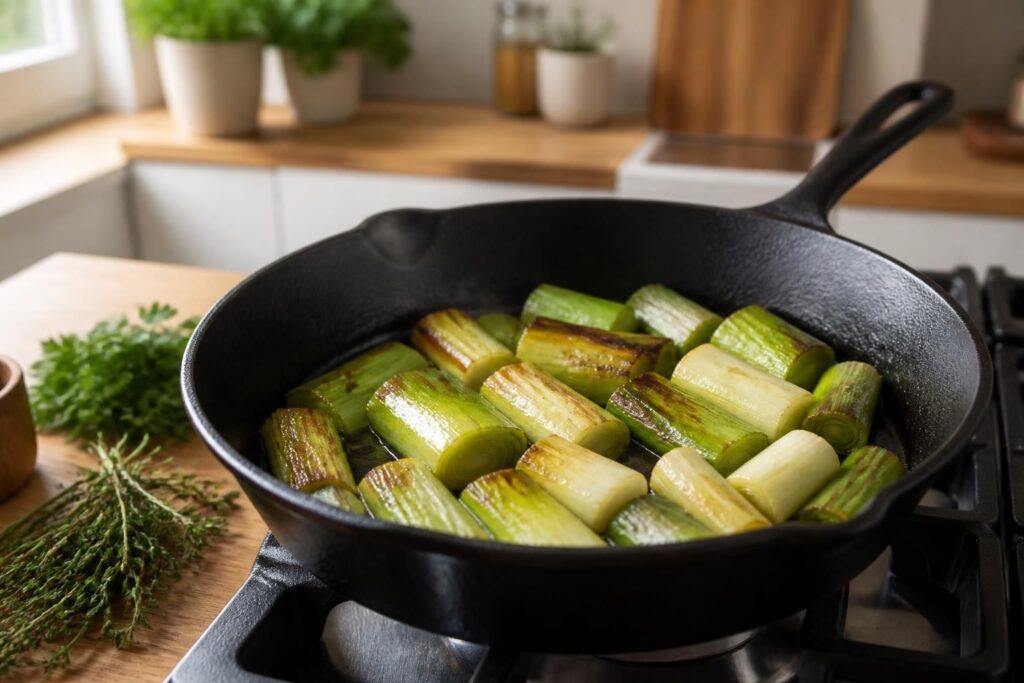 découvrez comment cuire les poireaux à la poêle pour obtenir un légume fondant et savoureux, simple à préparer et idéal pour accompagner vos plats.