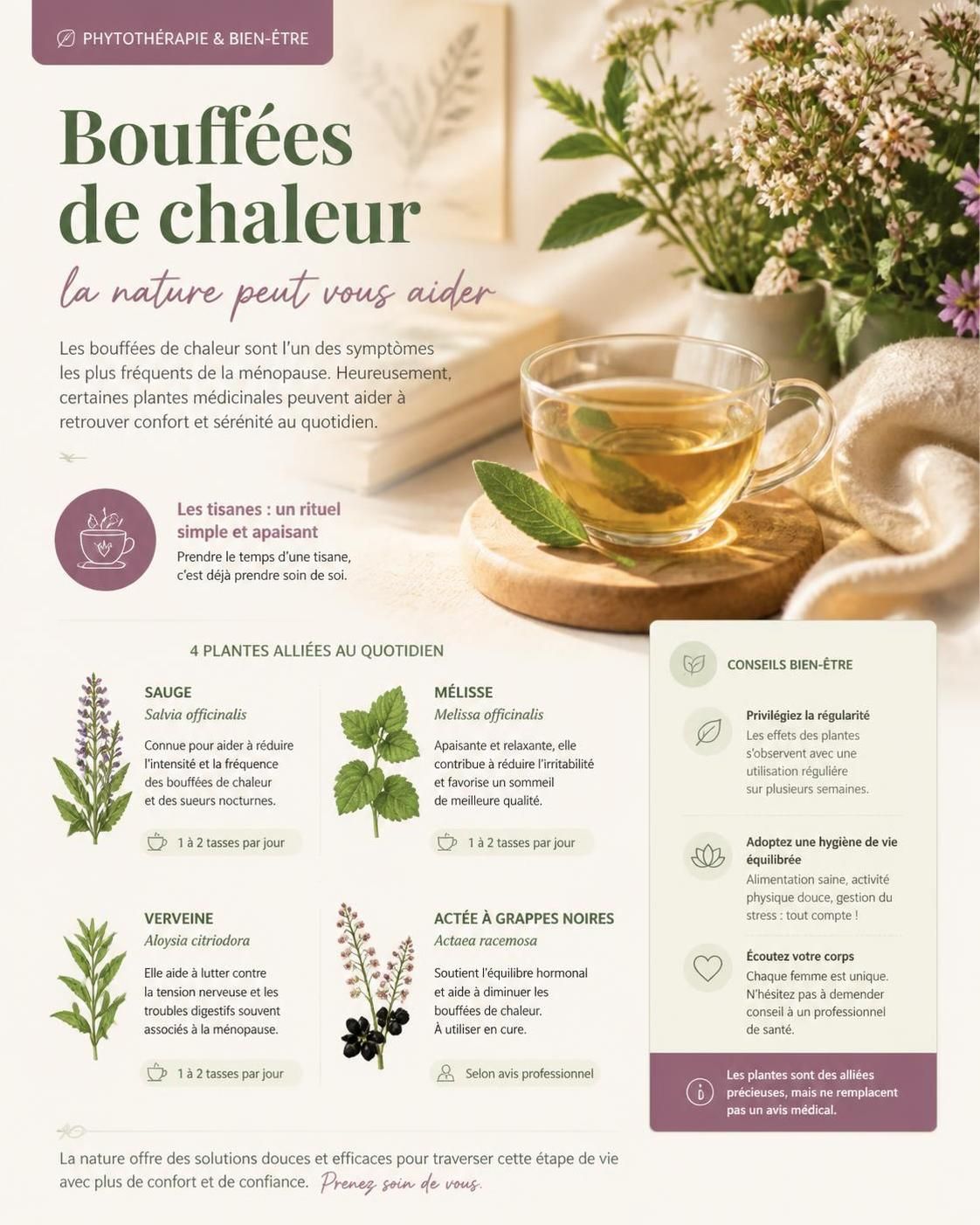 descubra quais plantas da fitoterapia são eficazes para acalmar as ondas de calor e recuperar um conforto natural no dia a dia.