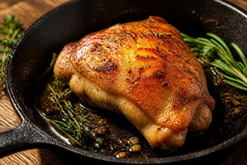 découvrez nos astuces pour réussir des cuisses de poulet à la poêle avec une peau dorée et croustillante, pour un plat savoureux et gourmand.